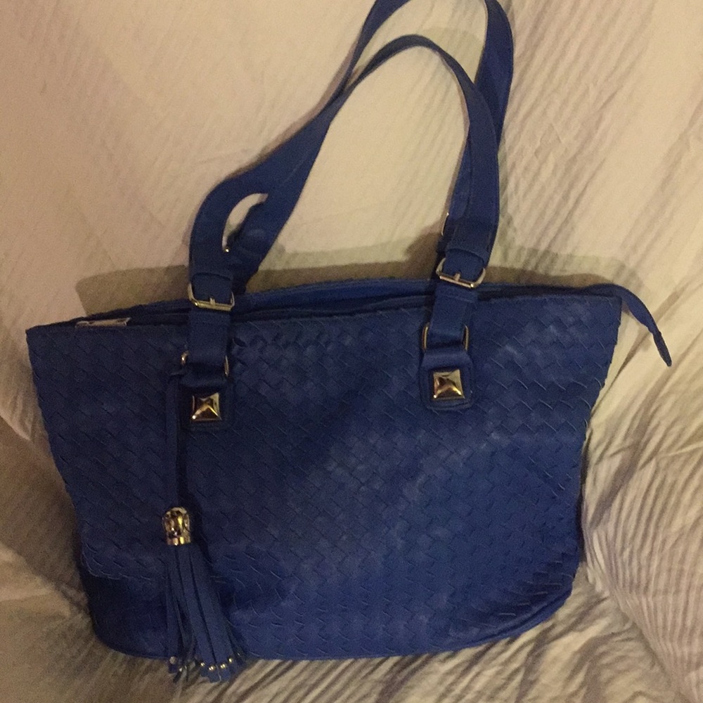 Pretty Royal Blue leather handbag by Lany